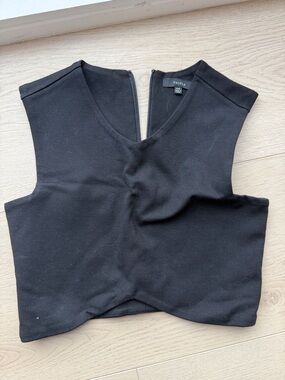 Aritzia Talula Black V-Neck Cropped Tank Top
